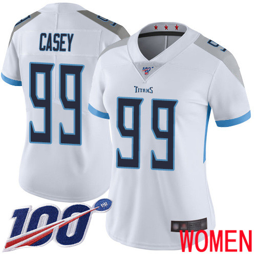 Tennessee Titans Limited White Women Jurrell Casey Road Jersey NFL Football #99 100th Season Vapor Untouchable